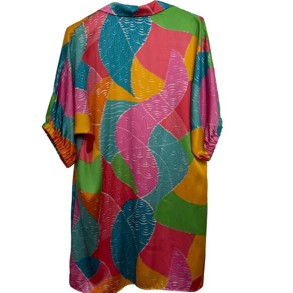NWT Women Adrienne Medium Multi colored Shirt Dress - Picture 3 of 7